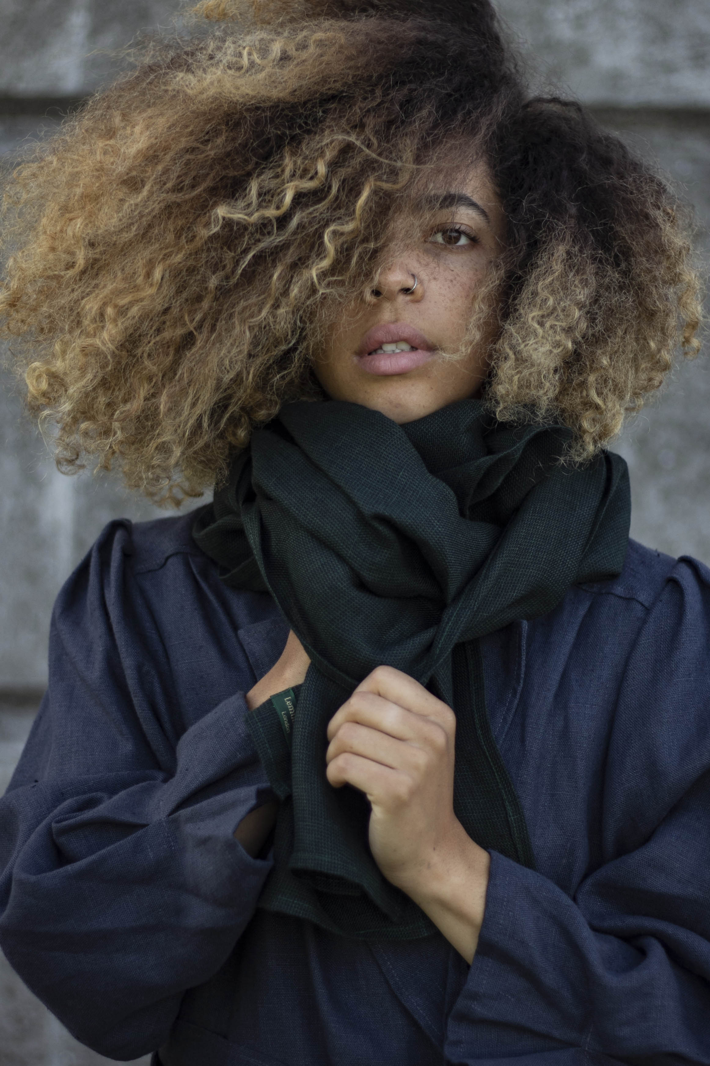 Black hot sale linen scarf