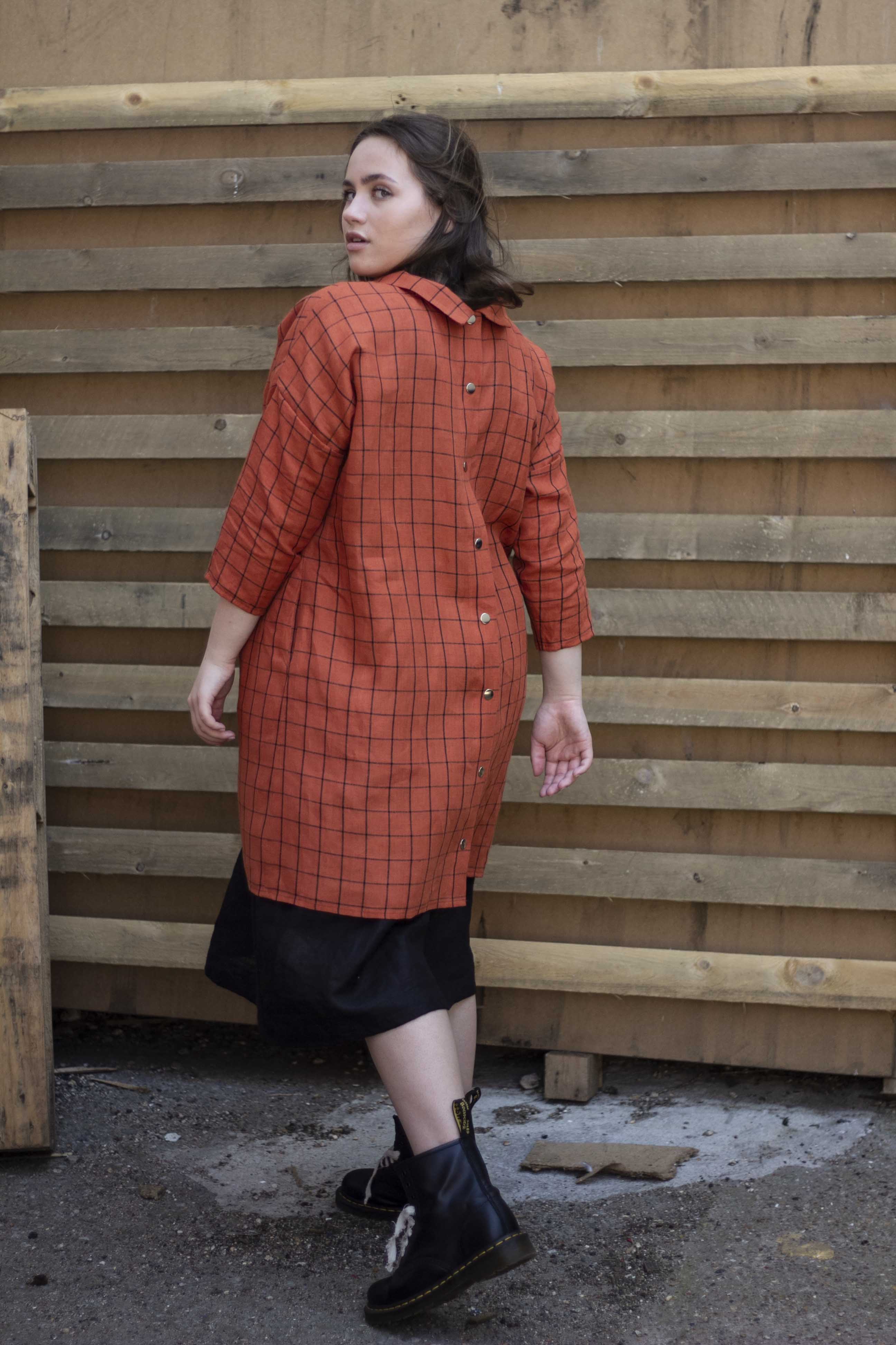 Checked shop linen dress