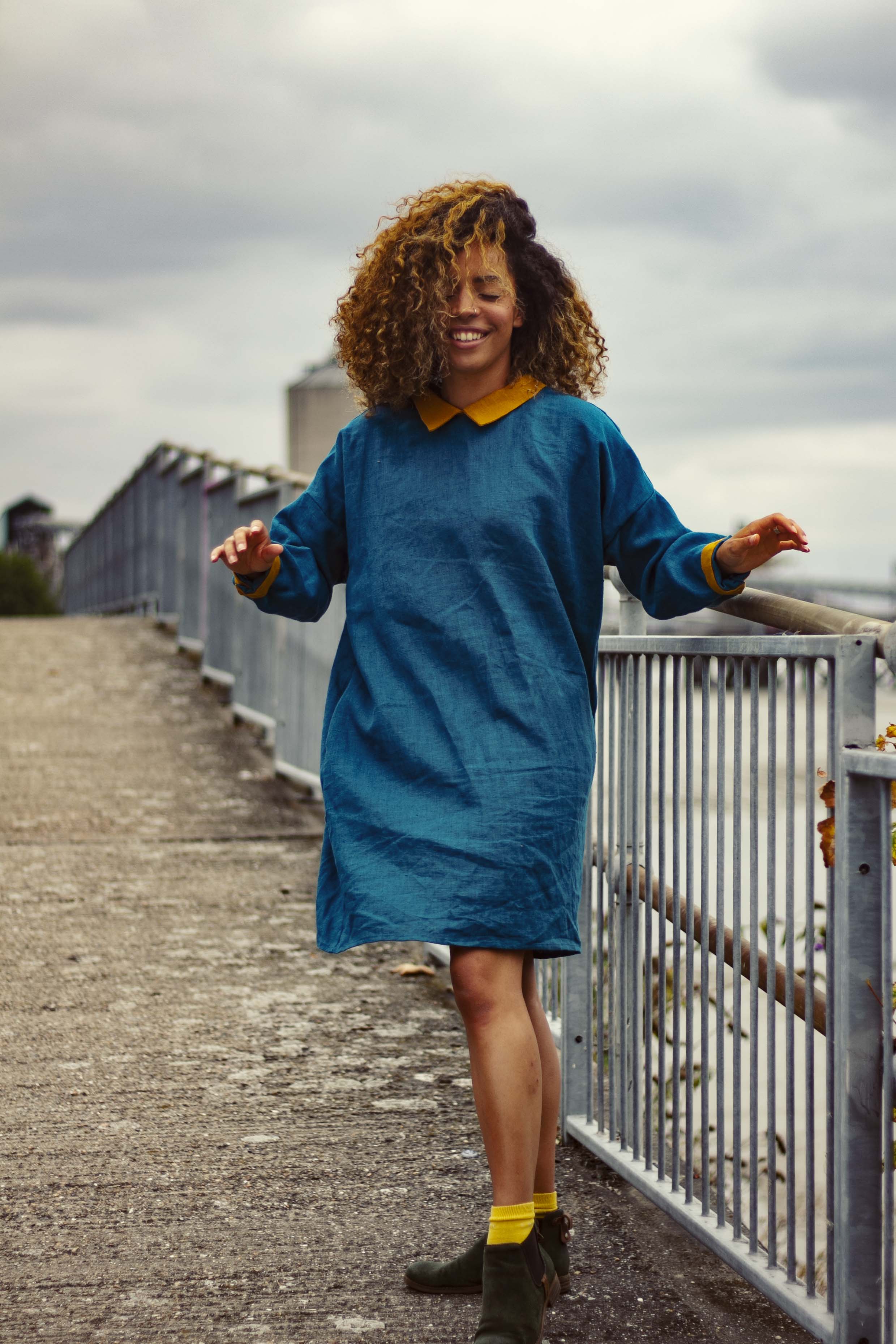 Linen shop jumper dress