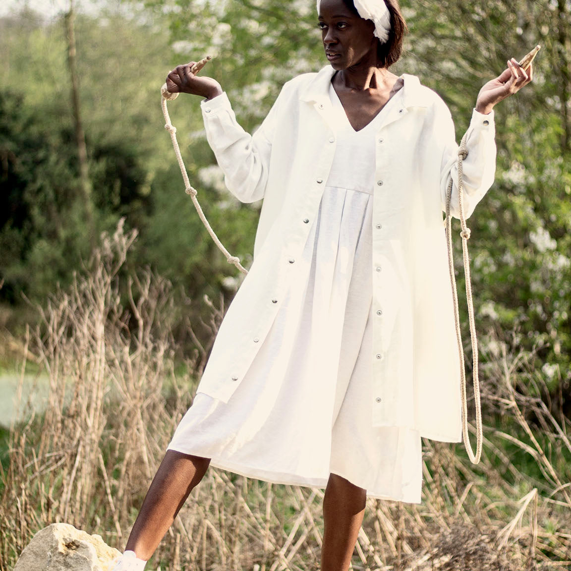 white and moss pleated pinafore dress White Moss Pinafore Dress P128
