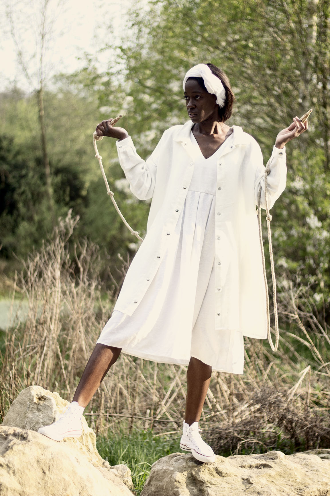 100% Linen Pinafore Dress White | Lemuel MC London 100% Linen Pinafore Dress White | Lemuel MC London